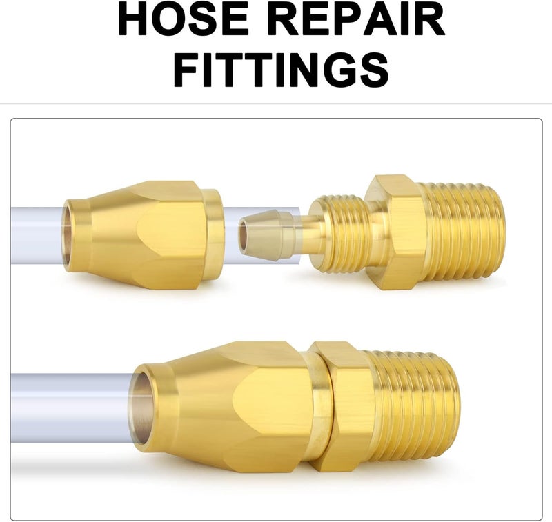 ChillWaves Brass Pneumatics Reusable Replacement Fitting，Hose-End Repair Fitting 1/4" ID Hose（1/4" Barb）x 1/4" NPT Rigid(5-PACK) - Image 5